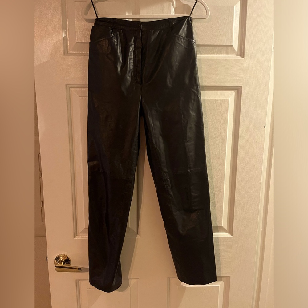 Genuine black leather pants